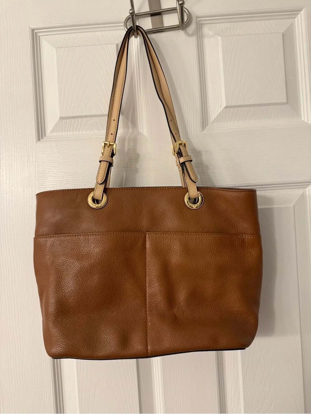 Michael Kors Brown Leather Tote with Beige Straps